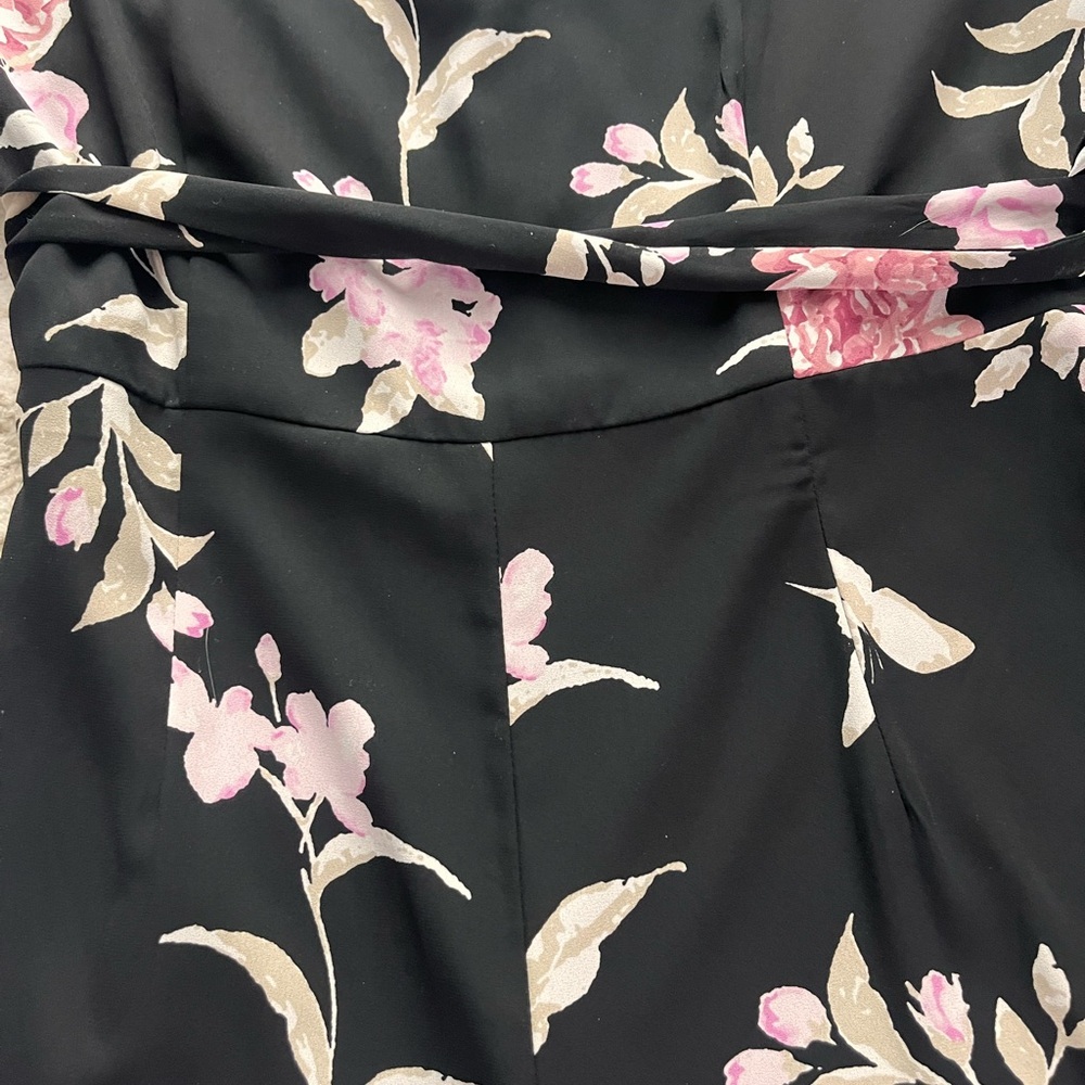 Sienna Sky Black cropped Jumpsuit with Pink Floral Design - Picture 2 of 3
